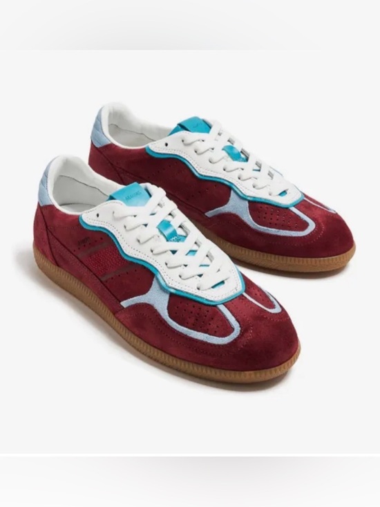 ALOHAS Shoes - ALOHAS Tb.490 Rife Burgundy Suede Sneakers with Blue Trim Size US 8–8.5 EU 39